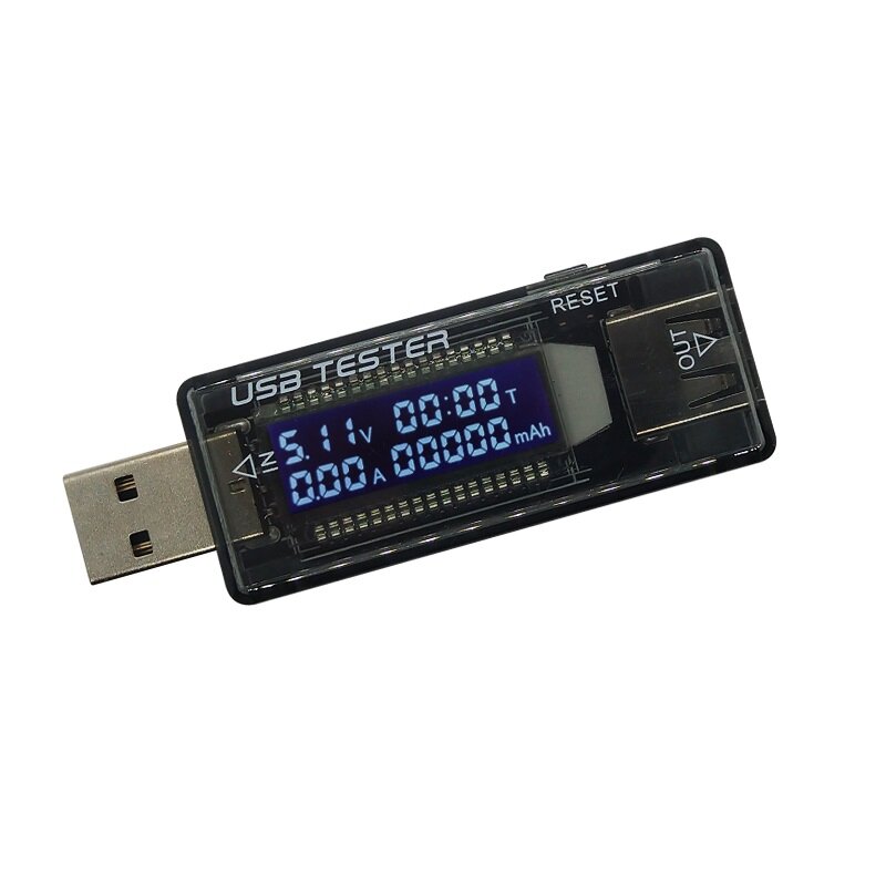 3 in 1 QC2.0 3.0 4-20V Electrical Power USB Capacity Voltage Tester Current Meter Monitor Voltmeter Ammeter-Black