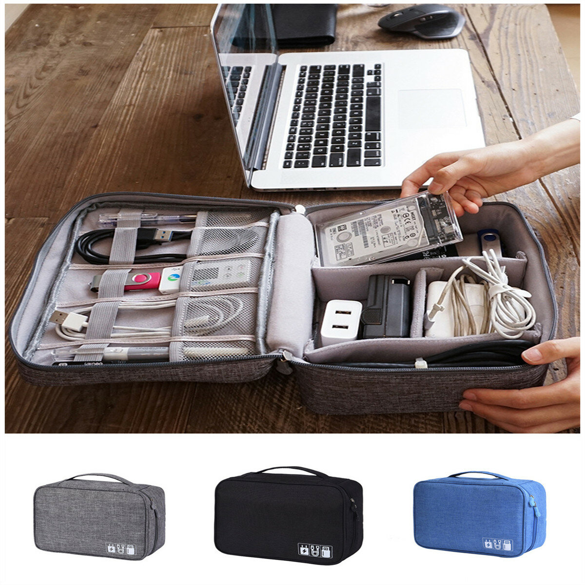 IPRee® Πολυλειτουργική ψηφιακή τσάντα αποθήκευσης για καλώδια, φορτιστές και οργανωτή ακουστικών για εξωτερικά ταξίδια.