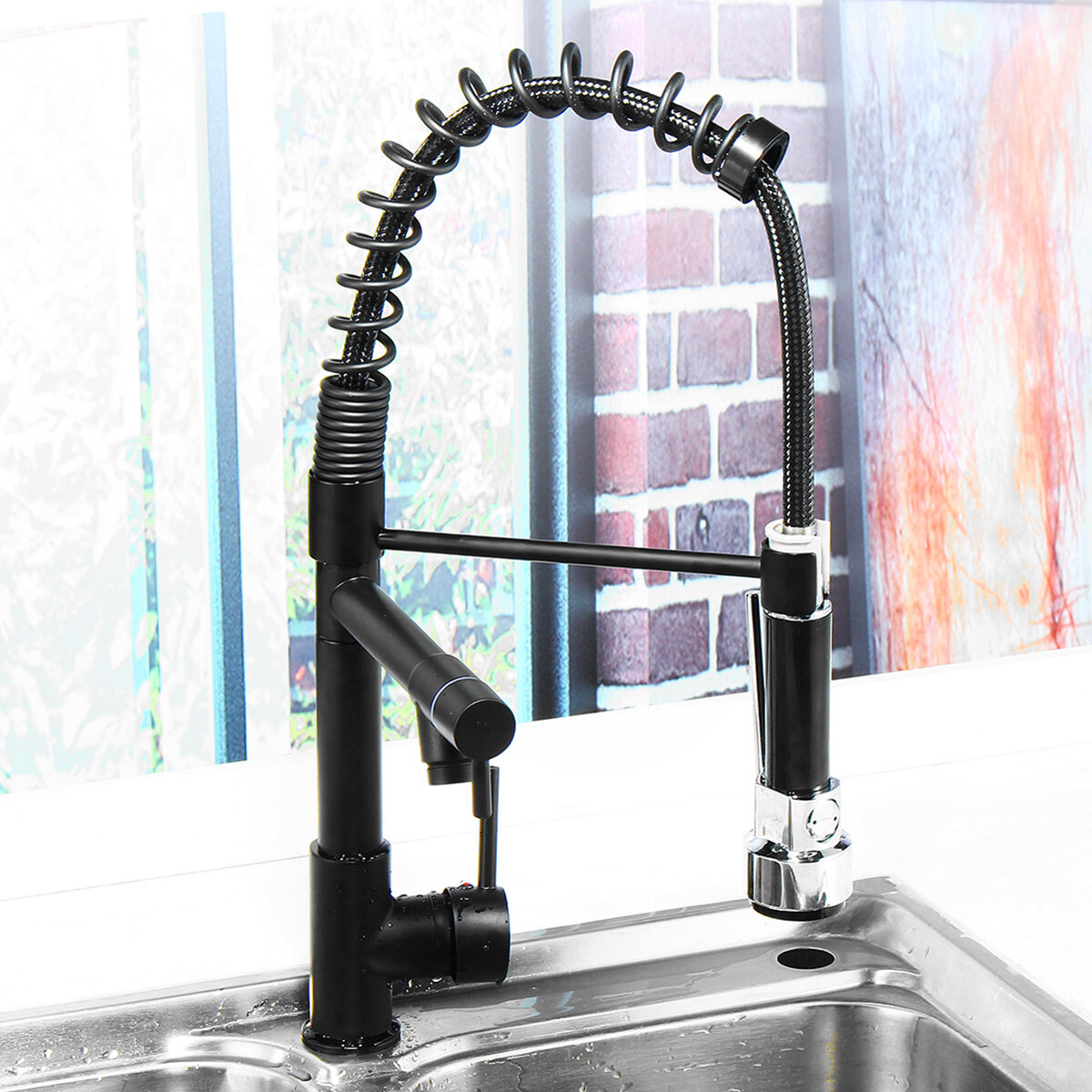 Oil Rubbed Bronze Kitchen Sink Faucet Single Handle Pull Down