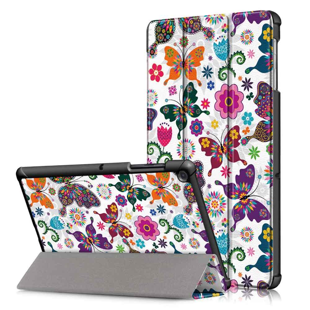 Tri-Fold Printing Tablet Case Cover voor Samsung Galaxy Tab S5E SM-T720 SM-T725 Tafel - Vlinder