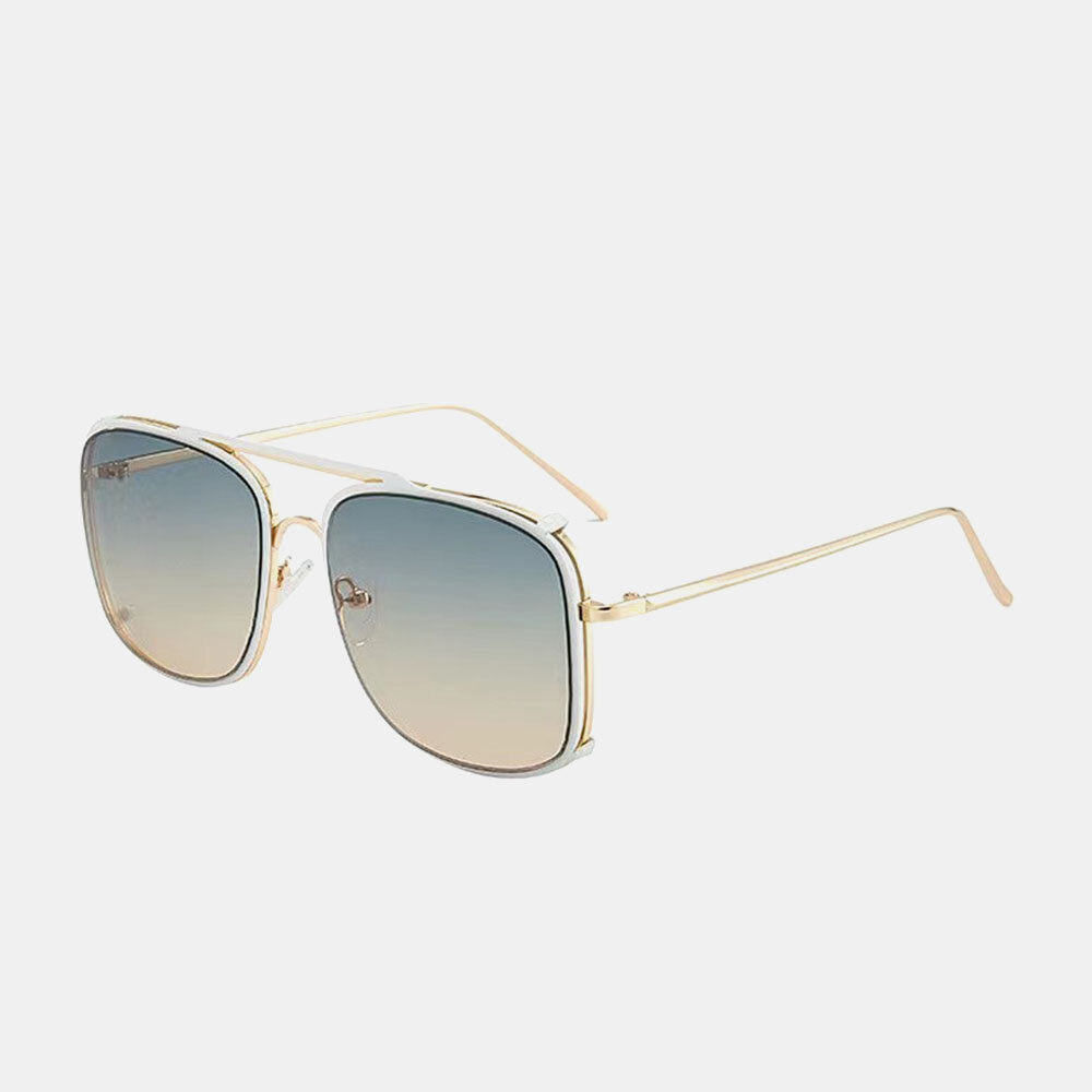 Unisex Gradient Big Frame Double Bridge UV Protection Fashion Sunglasses