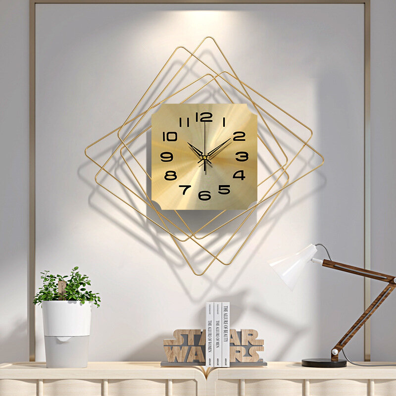 50CM Nordic Minimalist Clock Light Luxury Wall Clock Bedroom Living Room Household Metal Silent Wall