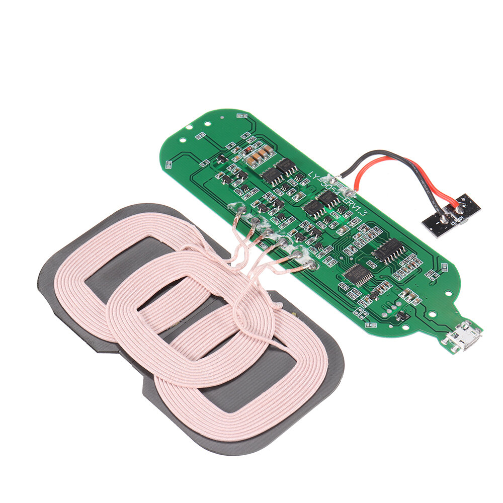 

5V 2A 10W Qi Standard Wireless Charging Board Fast Charging Output 1A Universal DIY 3-Coils PCB Circuit Board