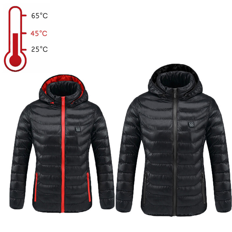 TENGOO 3-Gears Constant Temperature Men's Heated Jacket Winter Women's Windproof Warm Outdoor Coat Smart Washable Couple