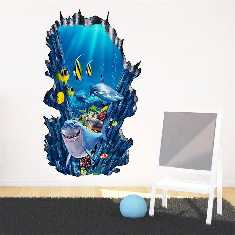 3D Seafloor Ocean Wall Stickers Home Decor Mural Art Removable Ocean World Decor Sticker