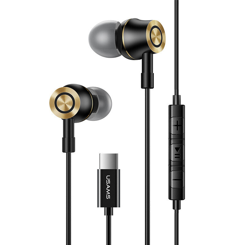 

USAMS US-SJ482 Type-C Earphones HIFI Stereo 3D Surround Sound Noise Reduction Line-Control In-Ear Wired Headphones with