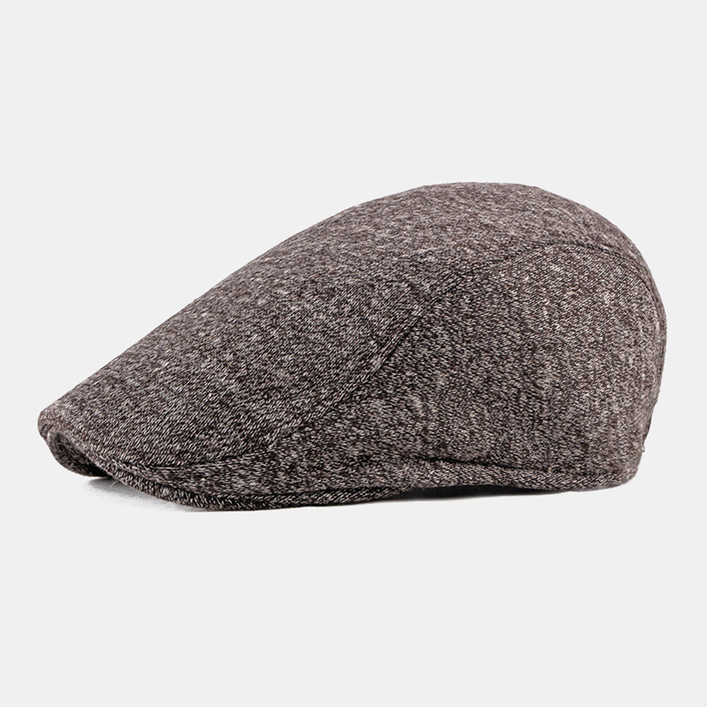 

Men Newsboy Hats British Retro Thicken Warm Solid Color Adjustable Berets Painter Hat