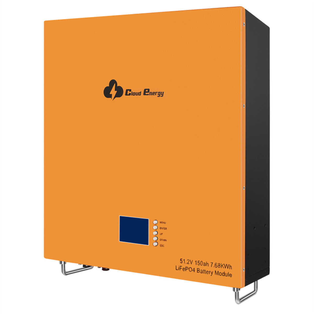 [EU Direct] Cloudenergy 48V 150Ah 7,68KWh Bateria de lítio LiFePO4 montada na parede, mais de 6000 ciclos de vida, BMS integrado e monitor LED, RV, power bank para armazenamento de energia doméstica