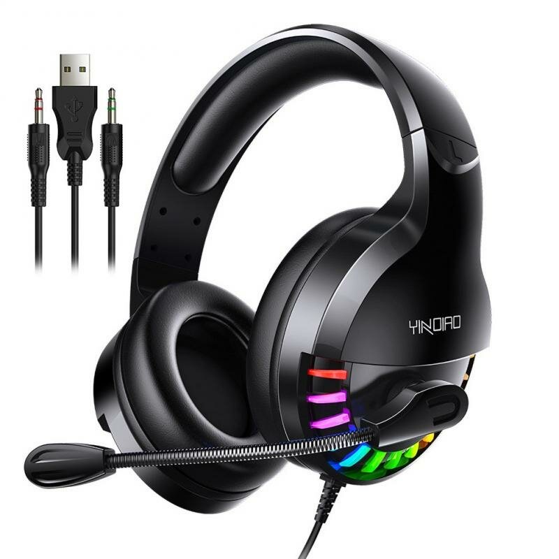Bakeey Q2 USB 3.5mm AUX Wired Gaming Headset Over-Ear Surround Bass HD Voice Low Loss RGB Light Headphone With Mic