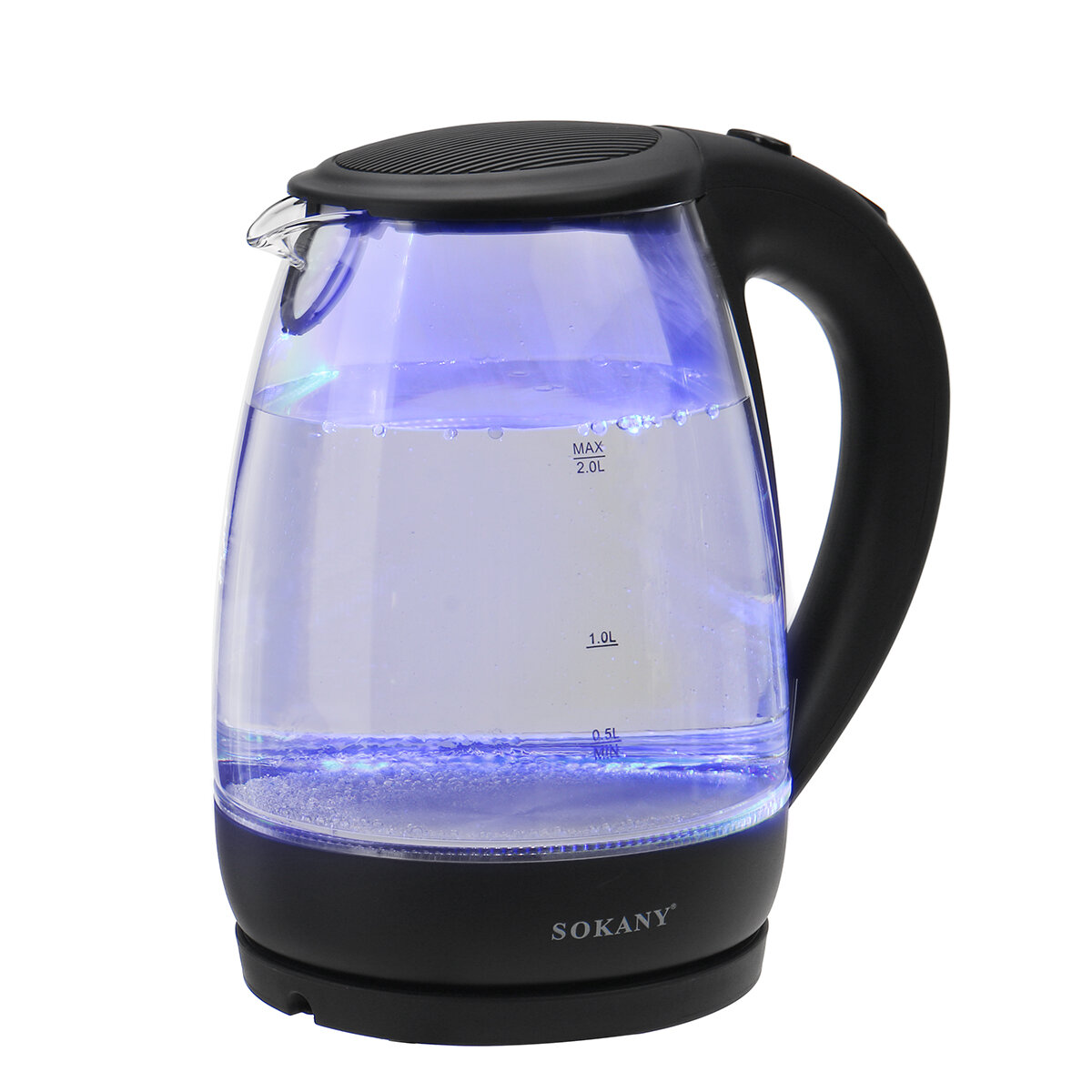 SOKANY 2000W 2L Electric Kettle Electric Tea Kettle with LED Water Kettle Glass with Fast Boil Stainless Steel Inner Lid
