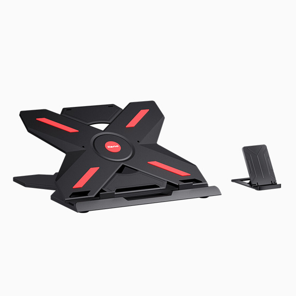 

LLANO Laptop Stand with 9 Gears Height Adjustable, 360° Rotation Bottom, Phone Holder For up to 17 inches Laptop Macbook