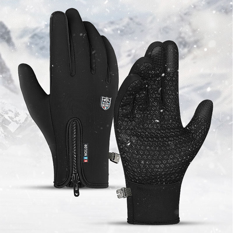 TENGOO Winter Warm Gloves érintőképernyős, vastagított, csúszásgátló, vízálló, hideg elleni, kültéri símászókesztyű felnőtteknek