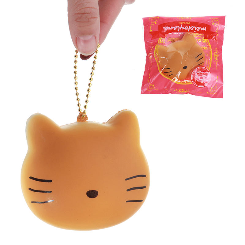 Meistoyland Squishy Cat Kitty Slow Rising Straps Squeeze Toy With Chain Originele verpakking