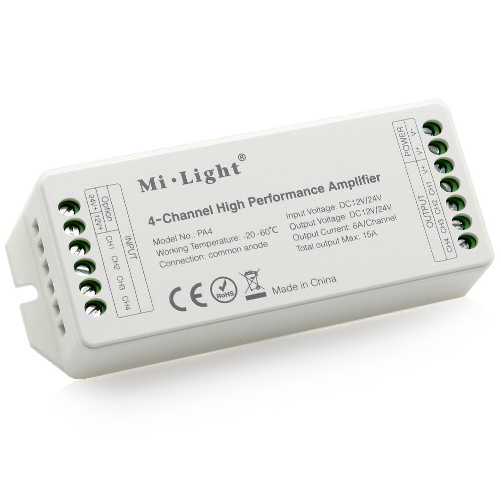 Mi Light DC12V-24V PA4 4-kanalen RGB RGBW LED Versterker Controller voor LED Strips