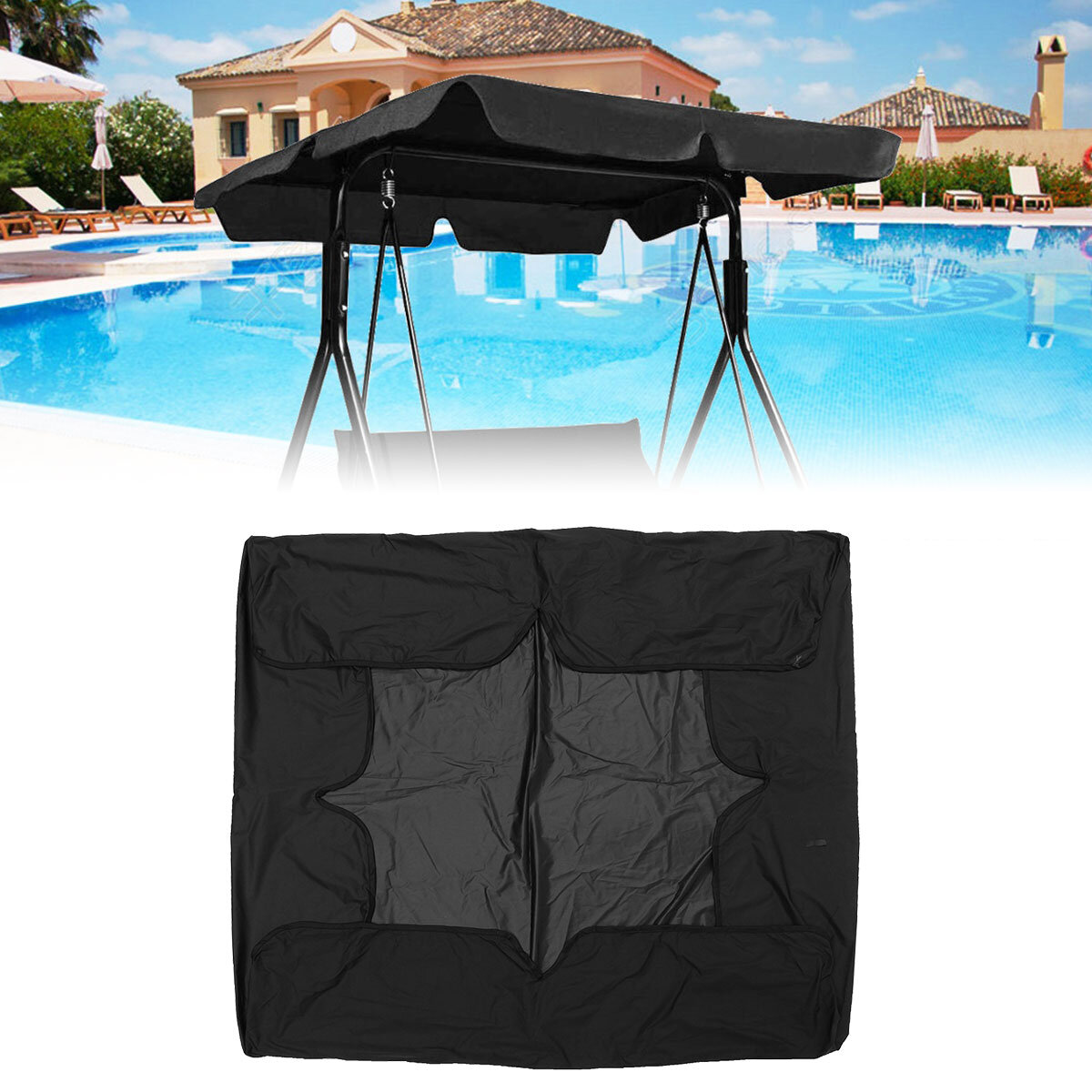 2 plazas de hamaca columpio silla anti-UV Impermeable Canopy de repuesto + respaldo + cojín