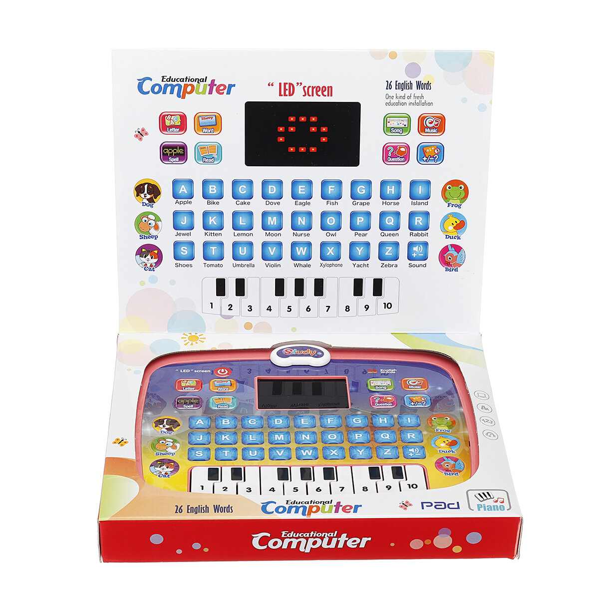 Early Educational Learning Laptop Children Piano Music and English Letter Learning Machine For Home 