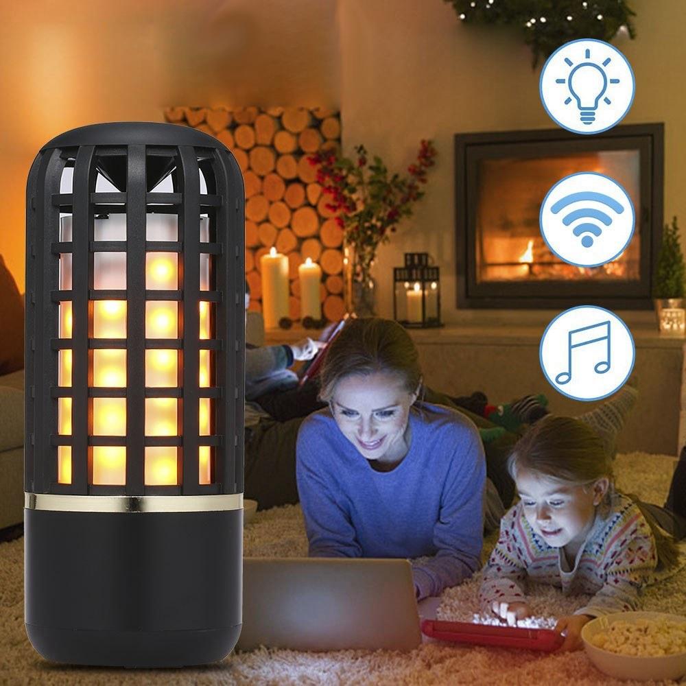 Image of Tragbarer drahtloser Bluetooth-Stereolautsprecher-wieder aufladbares Flammen-Effekt-Nachtlicht fr im Freien im Freien