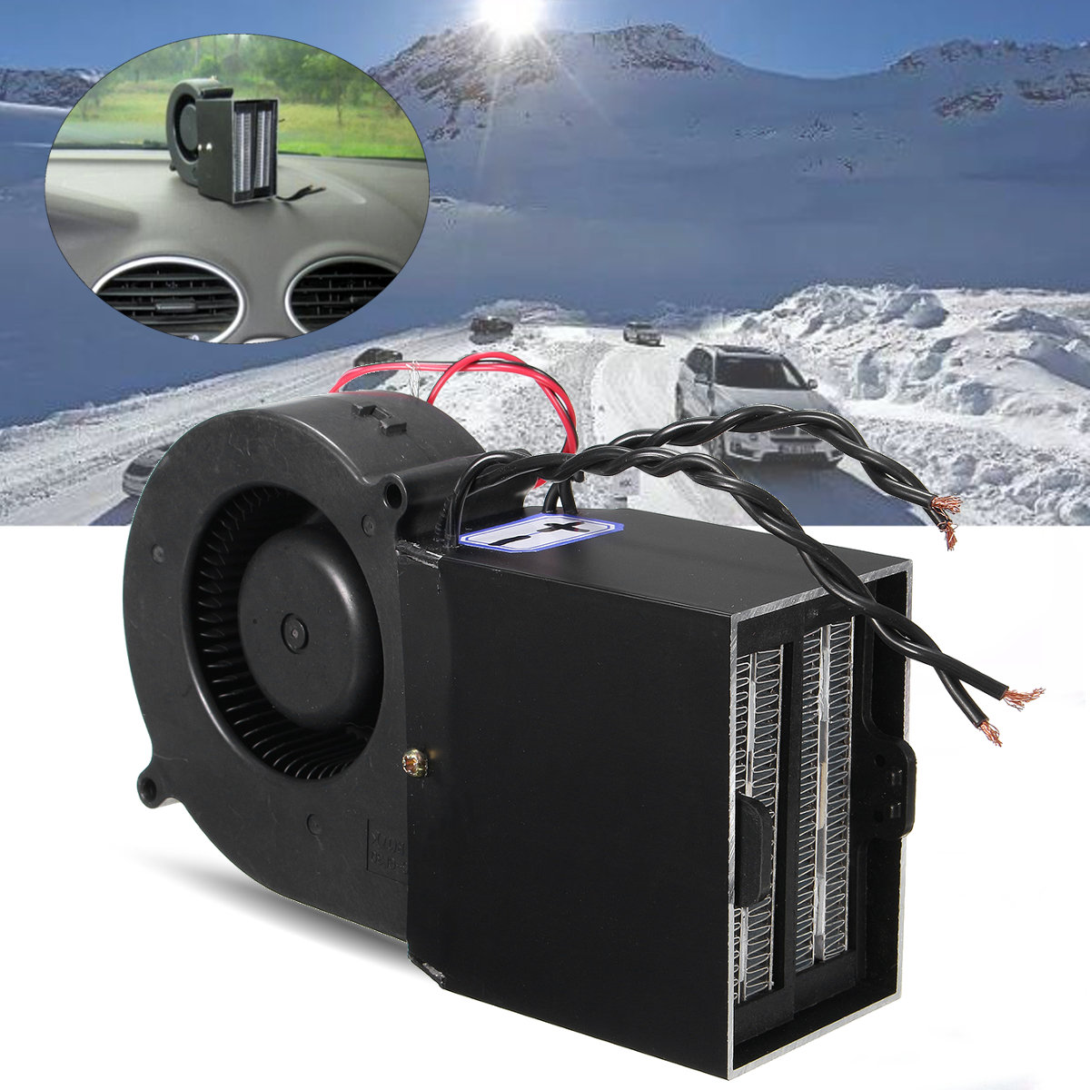 12 V TRANSPLANT 500 W Sbrinatore elettrico per auto 12/24 V DC Riscaldamento Fan Defogger Sbrinatore