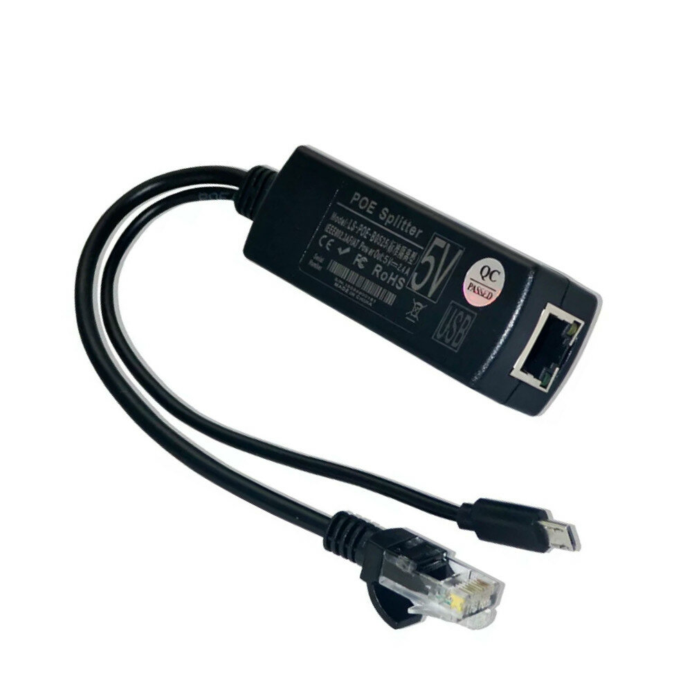 ESCAM 2.5KV Anti-interference Power Over Ethernet 48V To 5V 2.4A 12W Active POE Splitter Micro USB P