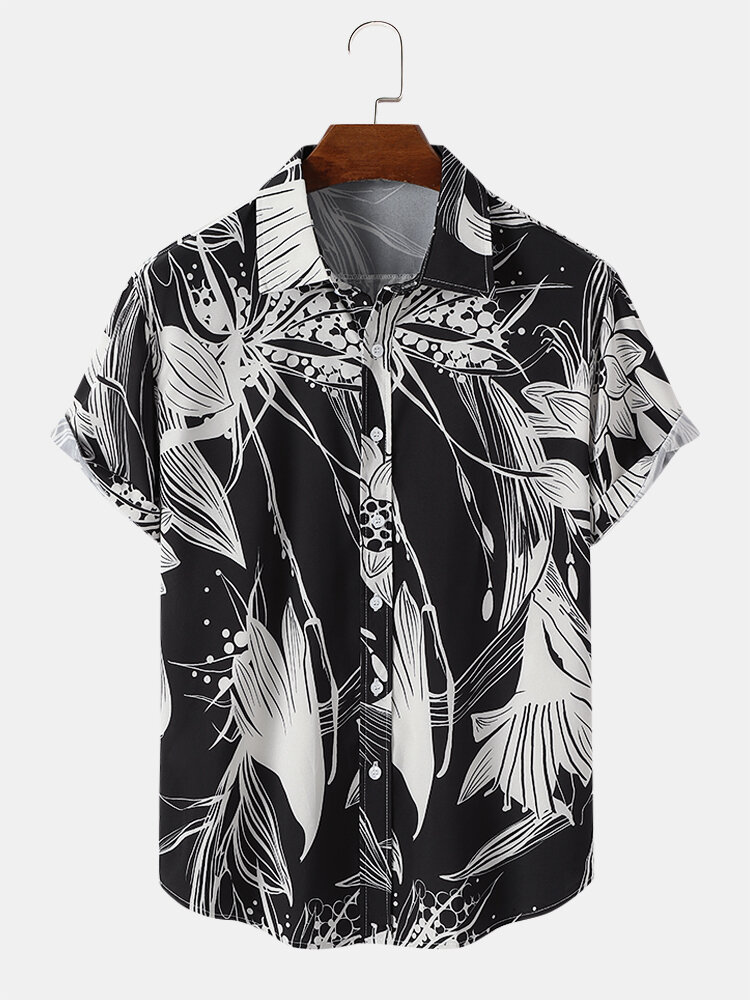 

Mens Calico Pattern Hawaiian Skin Friendly Buttons Up Shirts