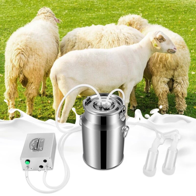 7L elektrische pulserende melkmachine melkemmer voor schapen geit roestvrij staal melker vacu?mpomp 
