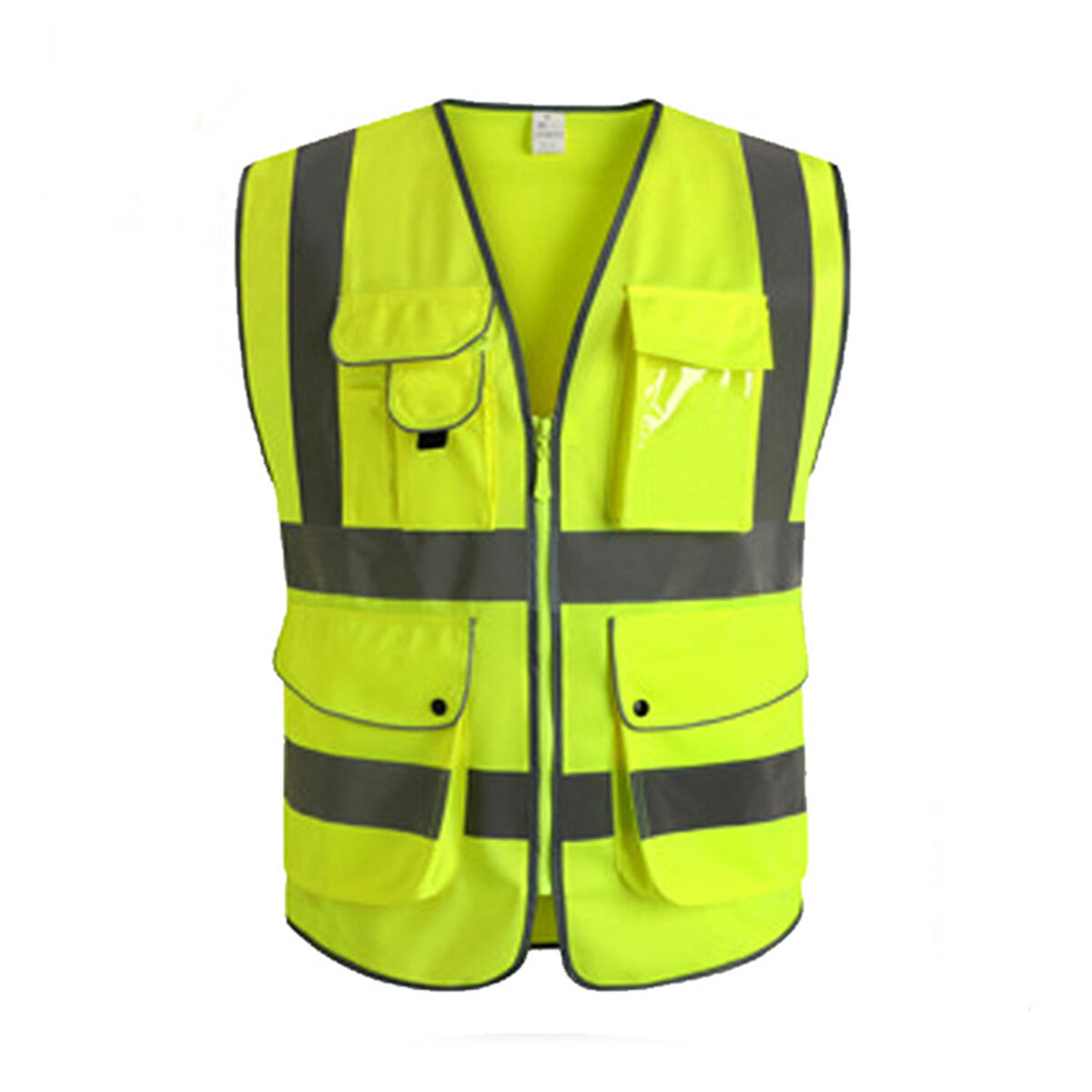 Green Unisex High Visibility Reflective Multi Pockets Construction Safety Vest