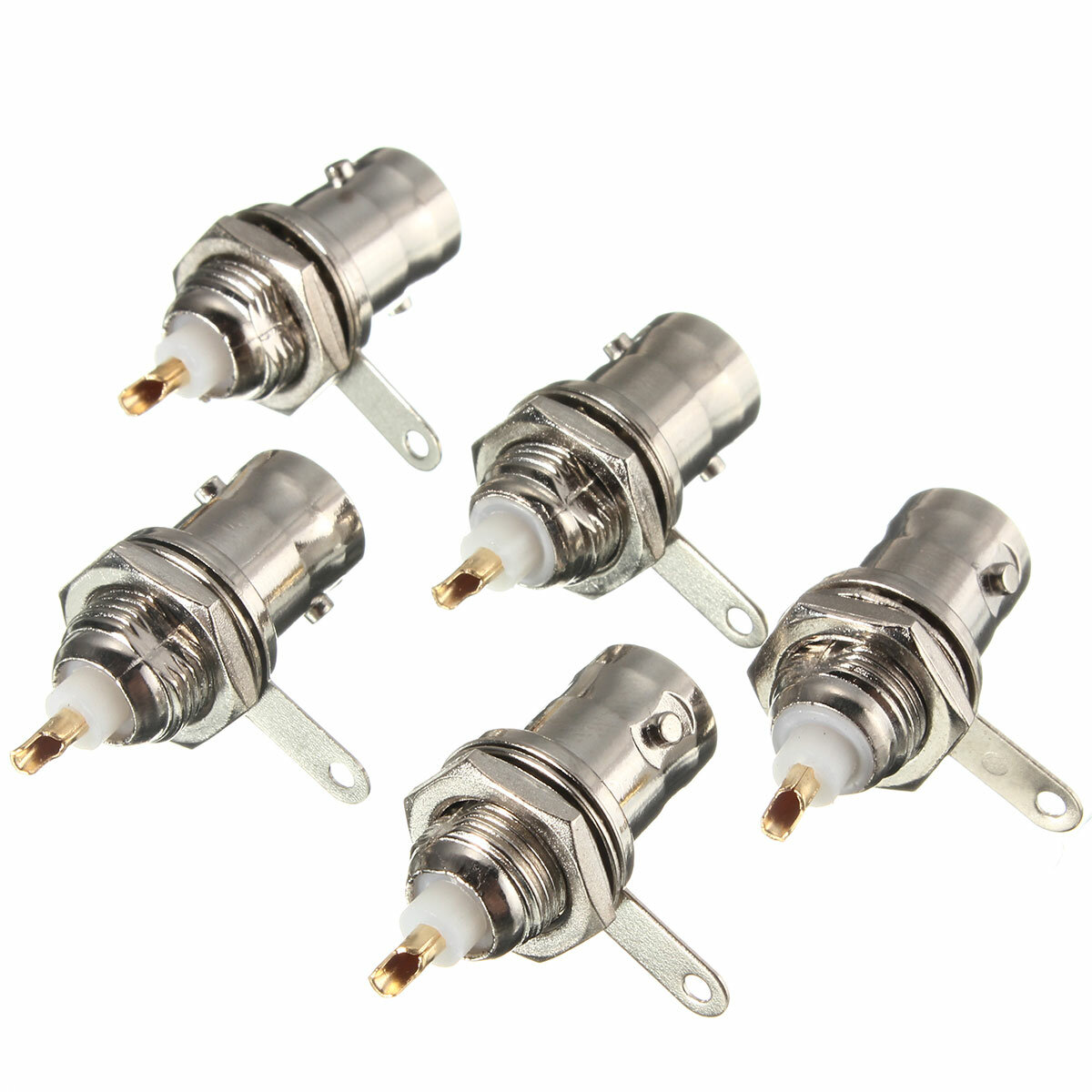 5pcs BNC Female Socket Solder Connector voor Chassis Panel Mount Coaxiale Kabel