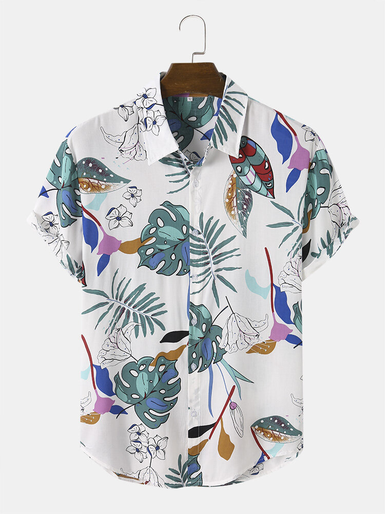 Men Tropical Leaves Holiday Hawaii Style Soft Breathable Matching Shirts