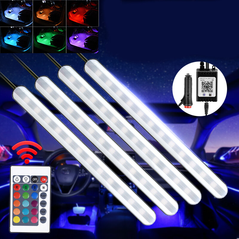 DC12V 10W Car Atmosphere Light USB Colorful Music Voice Control LED Rigid Strip Lamp + Remote Contro