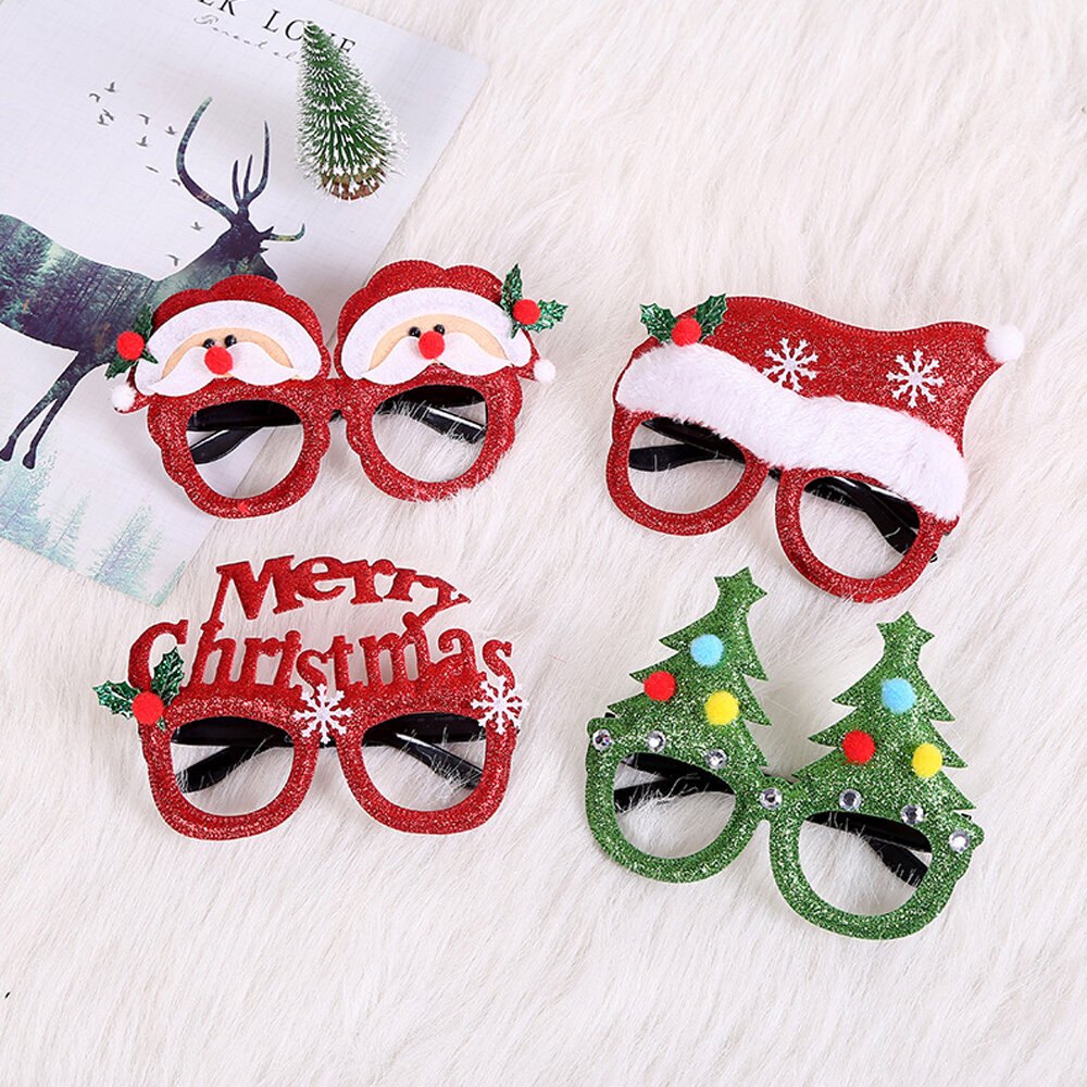 Christmas Cartoon Hat Letter Snowman Tree Glasses Frame Children Adult Party Dress Up Toy for Home D