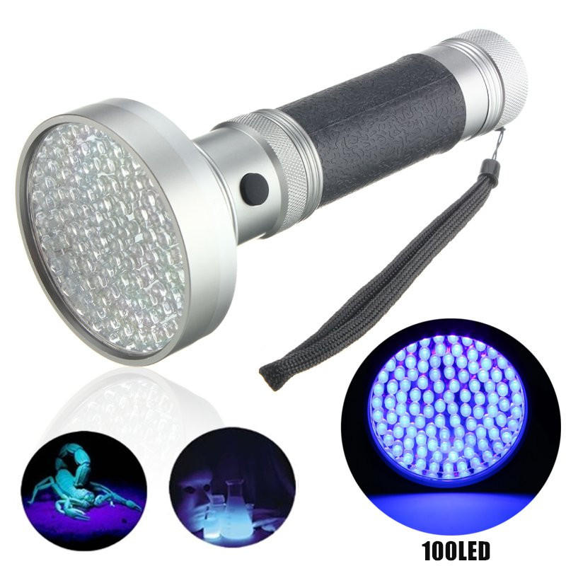 100 LED UV Blacklight Scorpion Super Bright Detection Flashlight 24750 