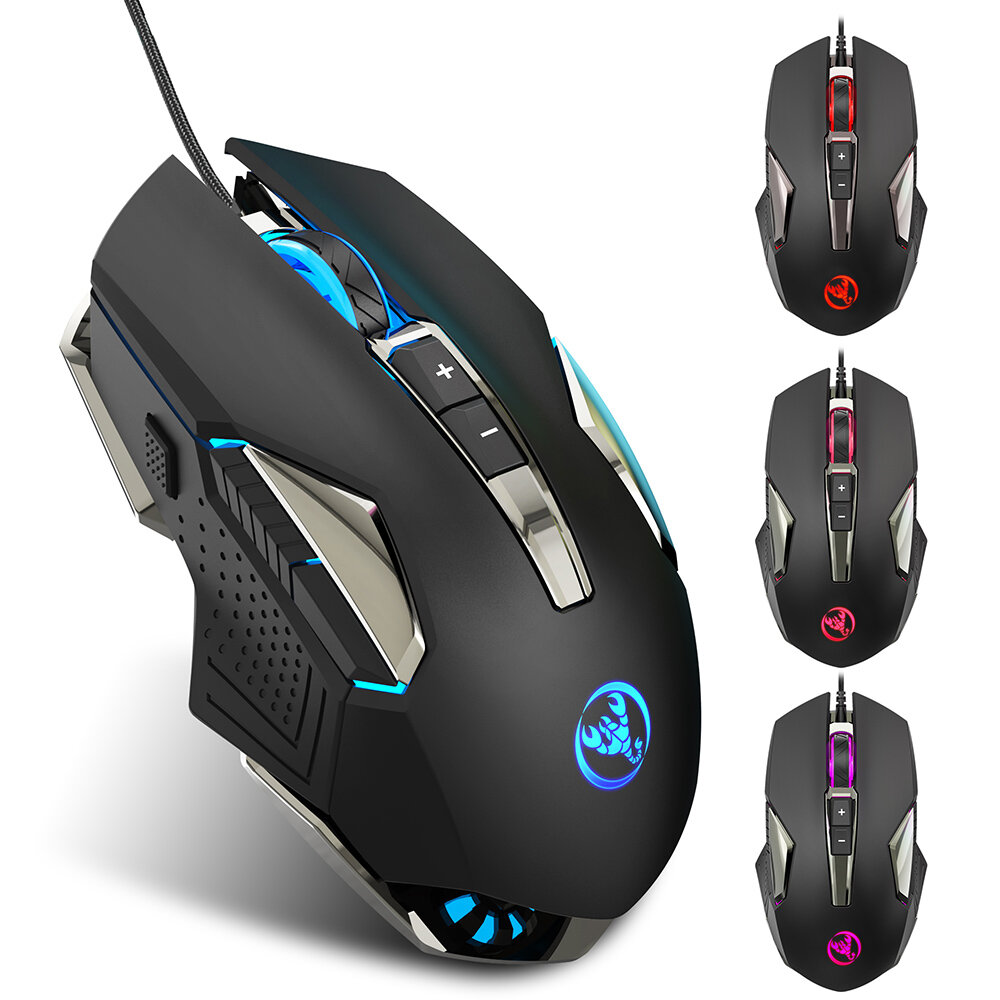 HXSJ X200 Macro Programming Gaming Mouse 8-Button Adjustable 1000-8000DPI GRB Backlight Wired Mice f