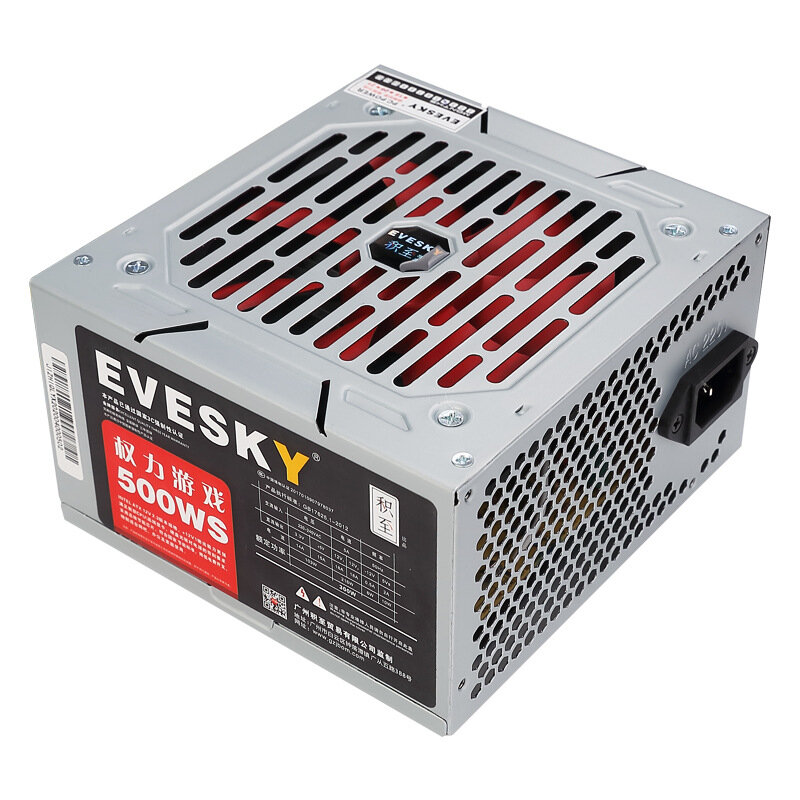 

EVESKY 500WS Computer Power Supply 12CM Fan Back Line Computer Host Power Supply Rated 300W Image Card Non-modular
