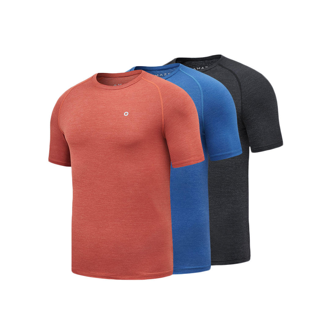 [OD] AMAZFIT Sportowe szybkoschnące męskie koszulki Ultra cienkie, trwałe, oddychające, gładkie, fajne koszulki do biegania