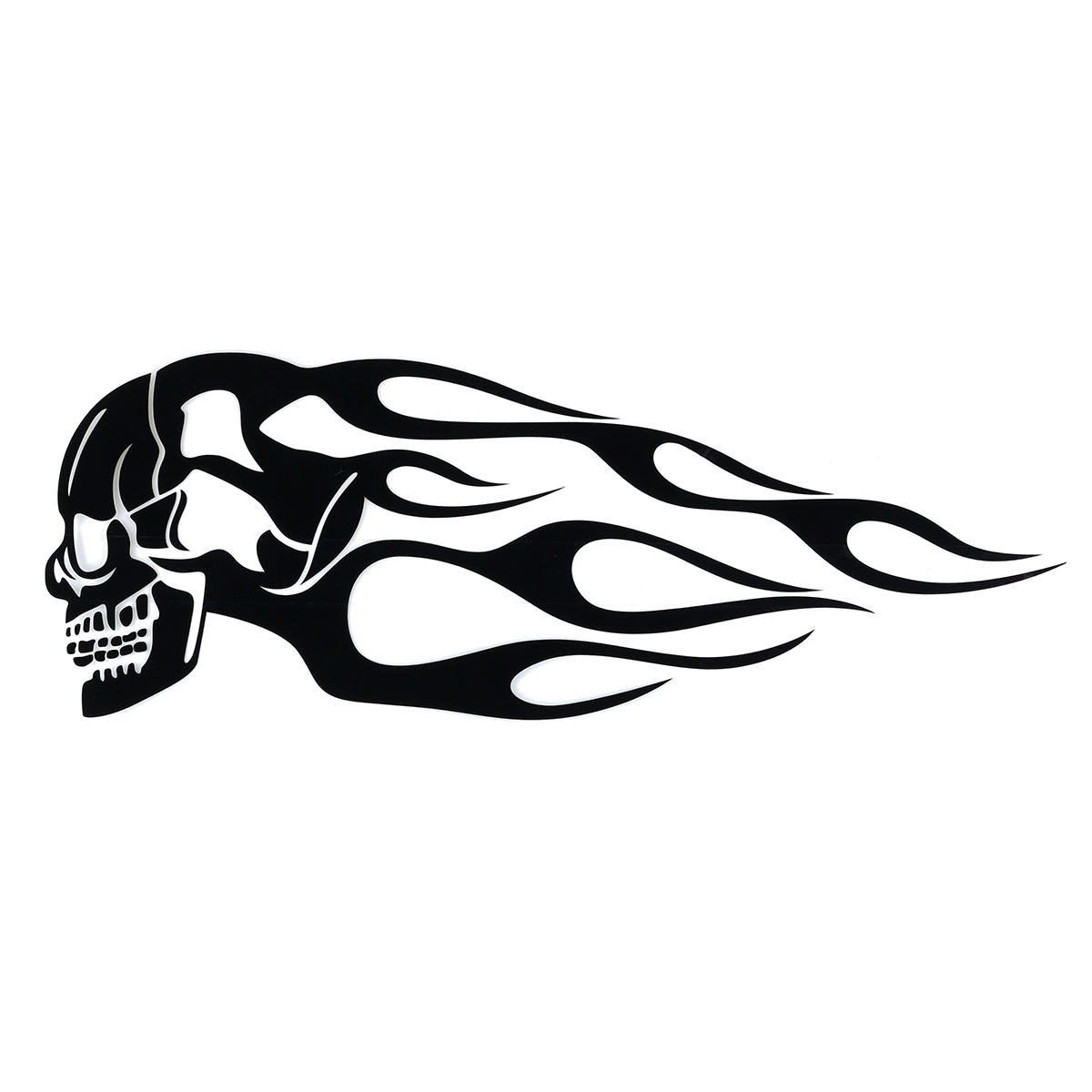 2pcs 13.5x5inch Universal Motorcycle Gas Tank Flames Skull Badge Decal Sticker