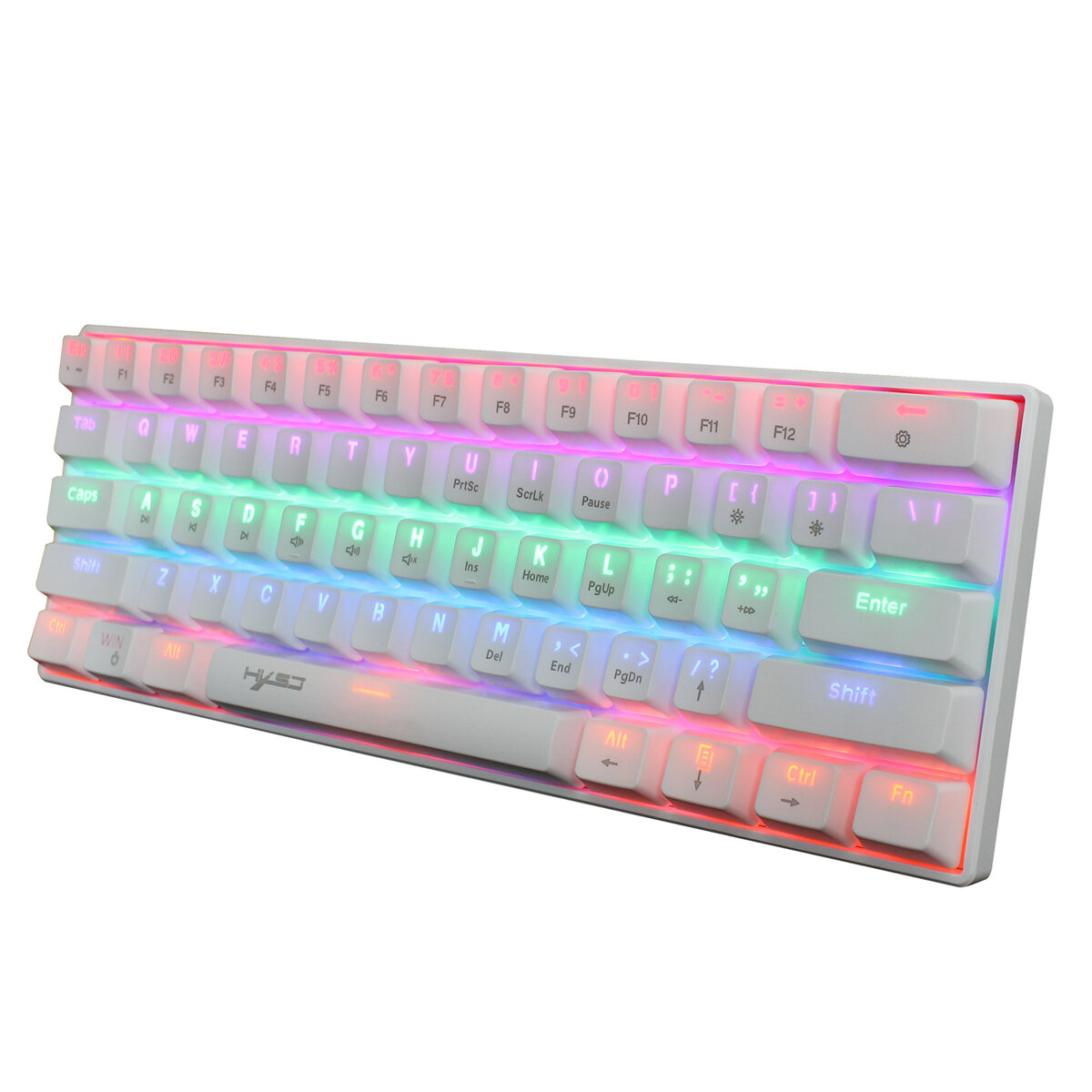 

HXSJ V900 61 Keys Mechanical Keyboard Blue Switch Mini Keyboard USB Wired Colorful LED Backlit Gaming Keyboard for PC La
