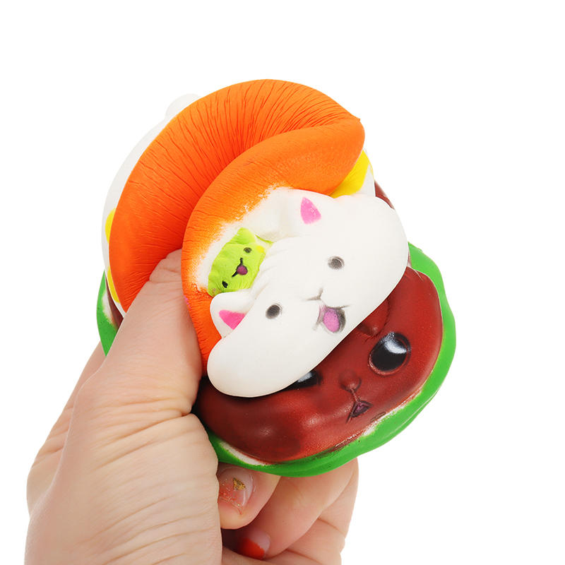 squishy cat hamburger 10*8cm slow rising toy with packing bag gift ...