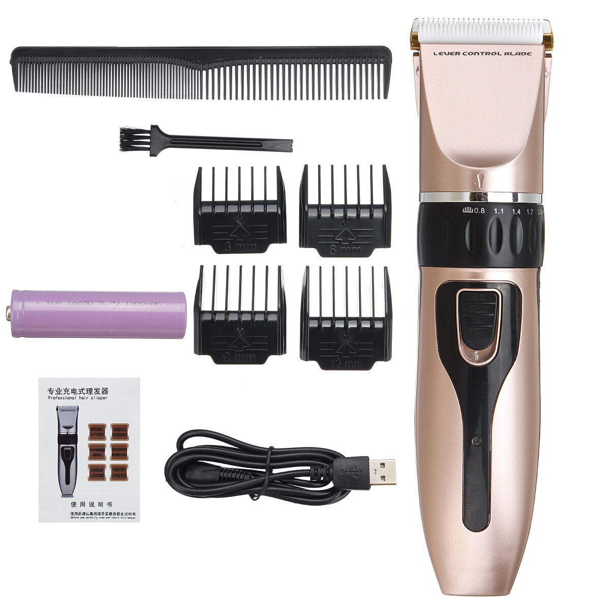 

20W Wireless Electric Shaver Professional Hair Clipper Trimmer Haircut Machine For Adults Children Pets W/ 4 Limit Combs