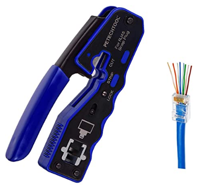RJ45 Crimping Tool for Cat6 Cat5 Cat5e 8P8C Modular Connectors, All-in-One Wire Tool