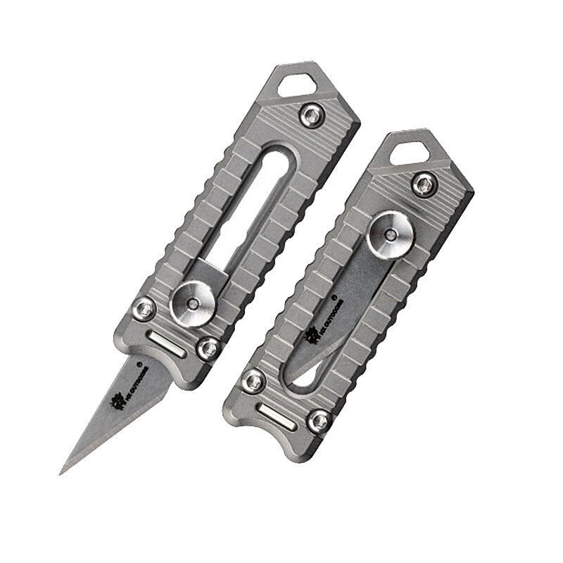 Cuchillo de hoja miniatura HX OUTDOORS de 5,3 cm de aleación de titanio para llavero, cuchillo de utilidad para exteriores y supervivencia multifuncional