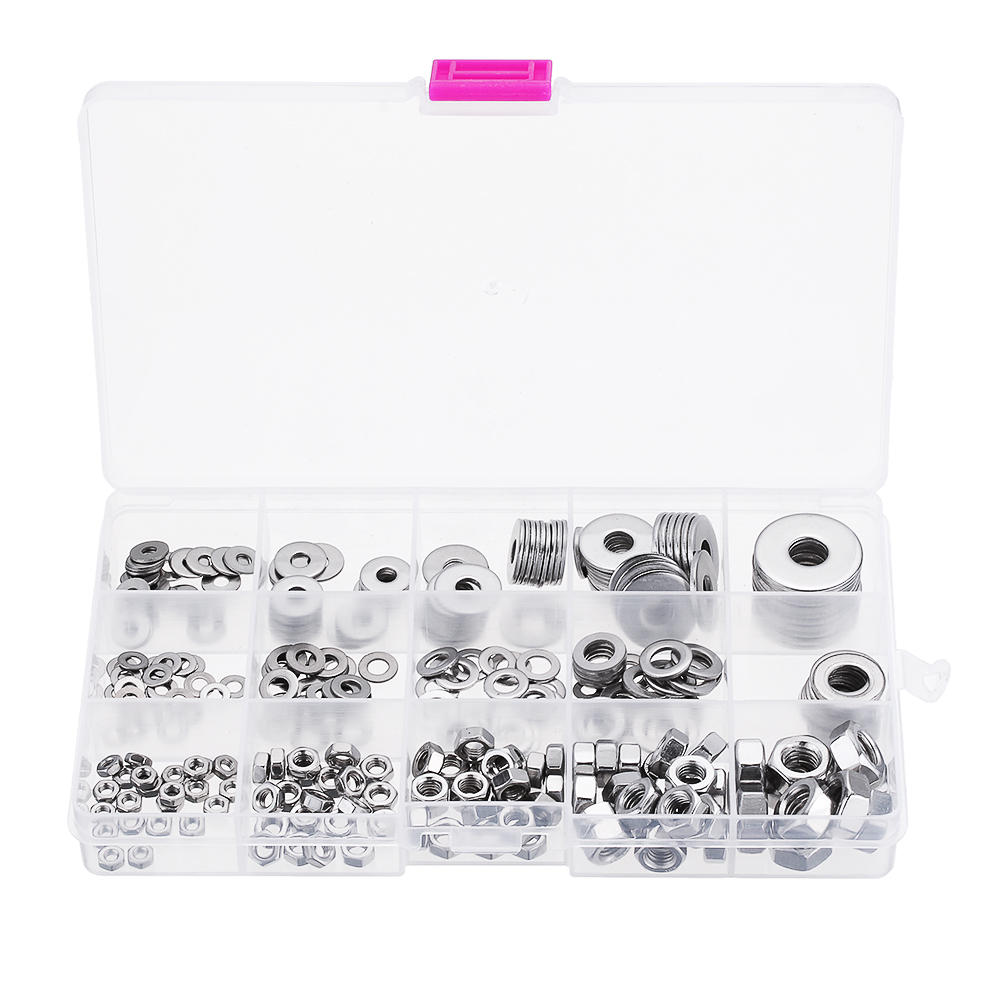 

Suleve™ MXSW6 270Pcs Stainless Steel Flat Washer Fender Washer Hex Nut M3/M4/M5/M6/M8 Assortment Kit