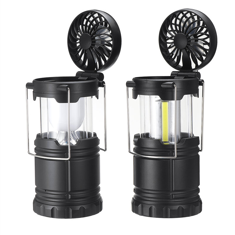 2 em 1 COB/Bola Lâmpada de Acampamento Multifuncional Lanterna de Emergência com Ventilador Luzes de Trabalho Luz Noturna Tenda Luz Para Acampamento Ao Ar Livre Pesca