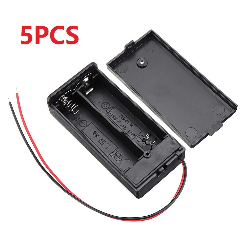 5PCS 2 Slots AA Battery Box Battery Holder Board with Switch for 2 x AA Batteries DIY kit Case