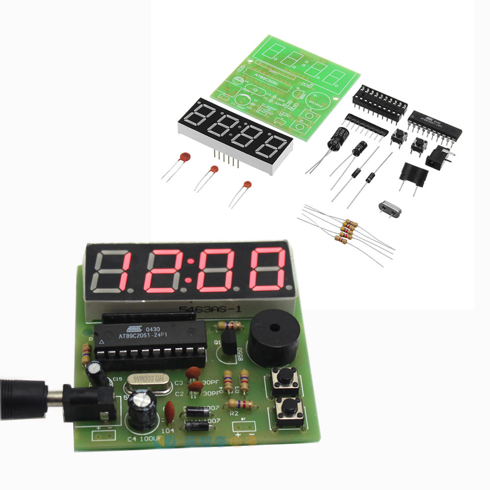 5pcs DIY Multi Function Four Bit Digital Clock MCU Clock Kit
