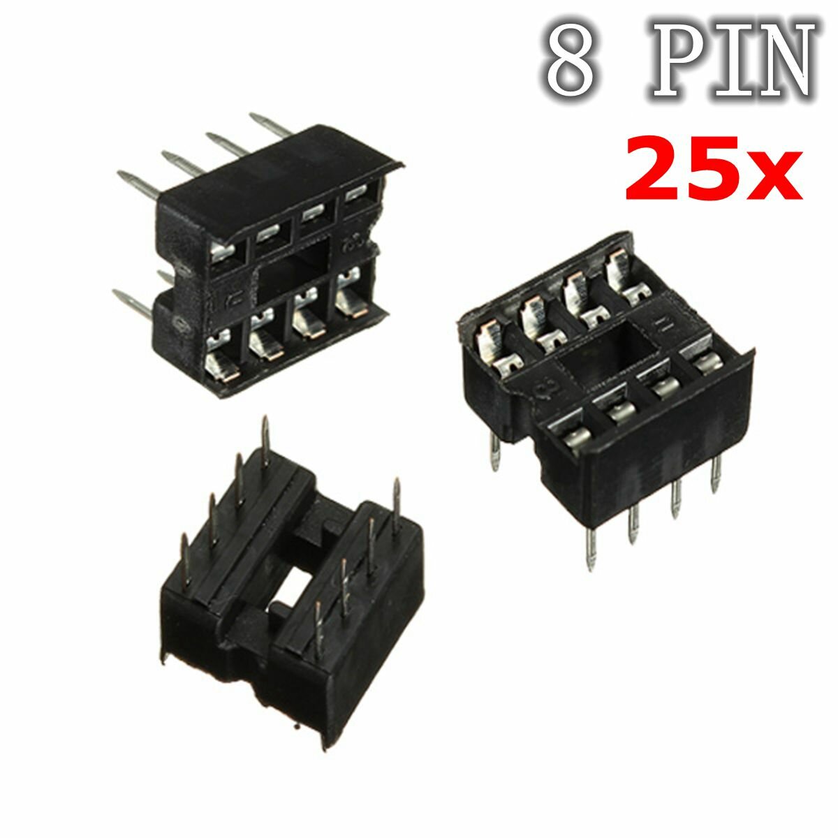 

25pcs 8 Pin IC Socket DIP Sockets Adaptor Solder Type 2.54mm Wide