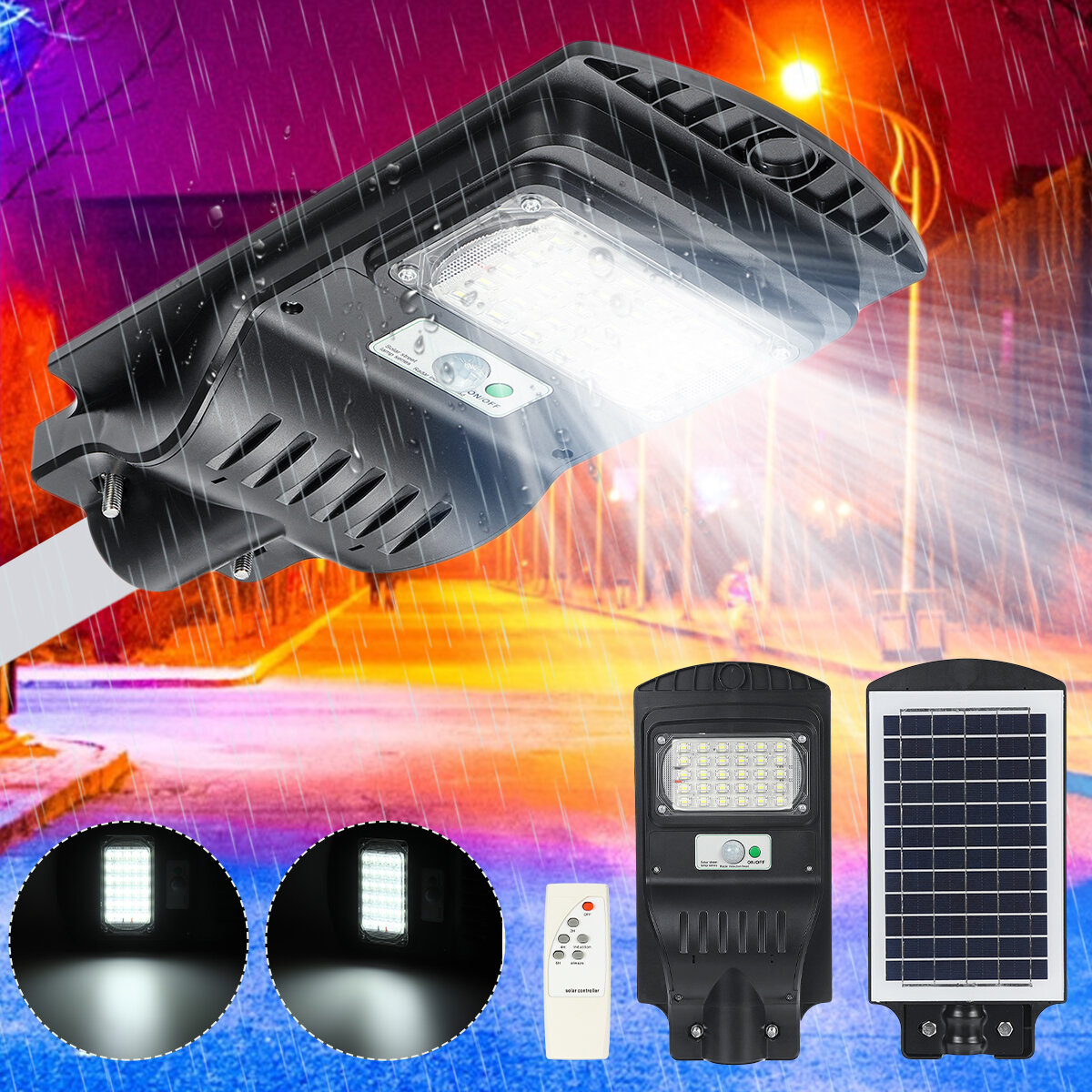 30/60 / 90W Solar Street Light bewegingssensor Garden Yard wandlamp + afstandsbediening
