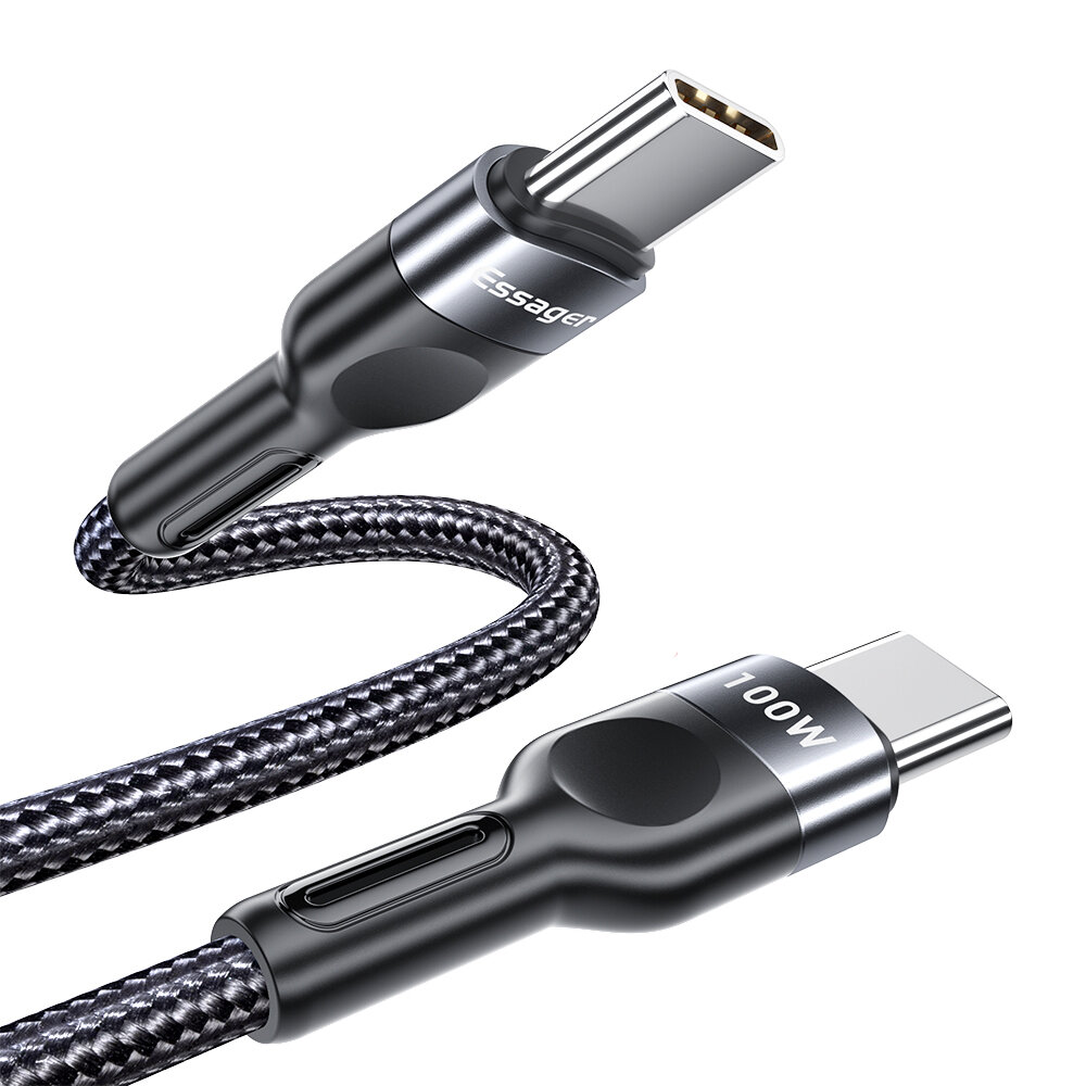 

Essager 5A Type-C C TO C Data Cable Fast60W/100W Charging Braided Nylon For Xiaomi 10 Pro Oneplus 8 Note 10 + 5G+