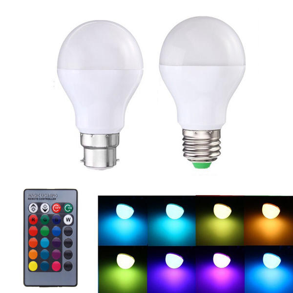 

5W E27 B22 RGB 16 Цвета Светодиодный Лампа Синхронизированная функция лампы + Дистанционное Управление AC85-265V