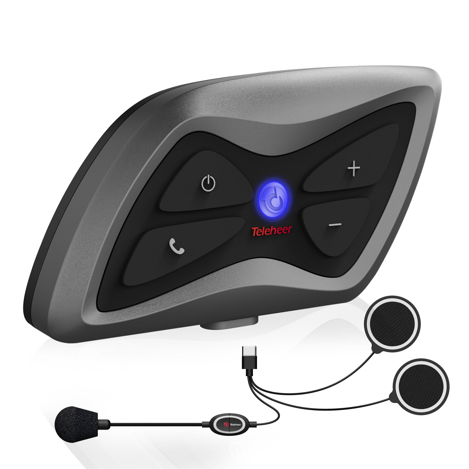 T6 PLUS 1500M Motorhelm Intercom Walkie-talkie Waterdichte bluetooth Real-tijd headset-luidspreker