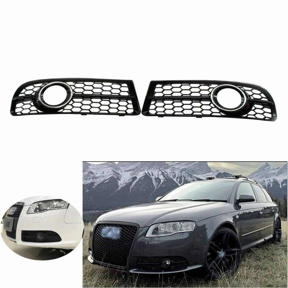 Fits for Audi A4 B7 S-Line S4 05-08 Honeycomb Front Bumper Fog Lamp Grille 2005-2008